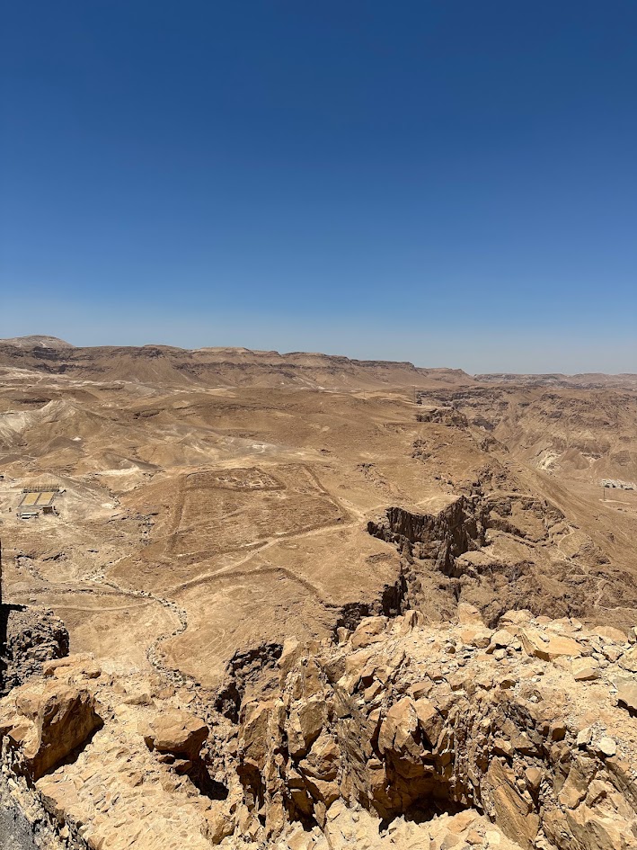 Remains of a Roman siege camp viewed from the fortress of Masada